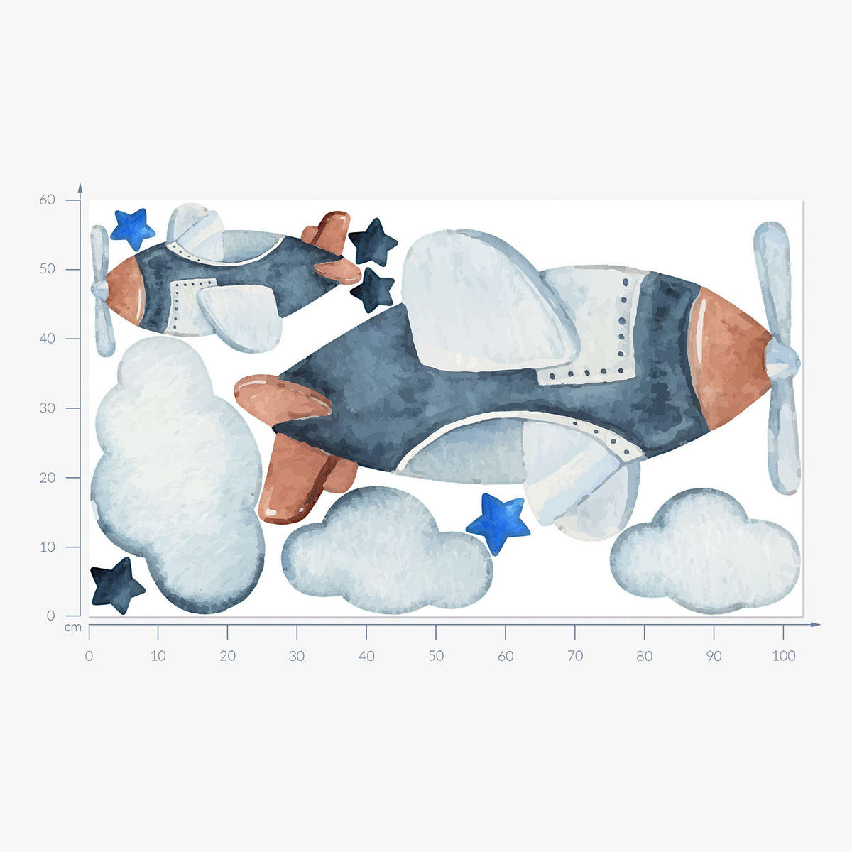 WANDAUFKLEBER 60x102cm - Ein Himmel voller Flugzeuge - Multicolor, Kunststoff (60/102/0.1cm) - Wallfluent