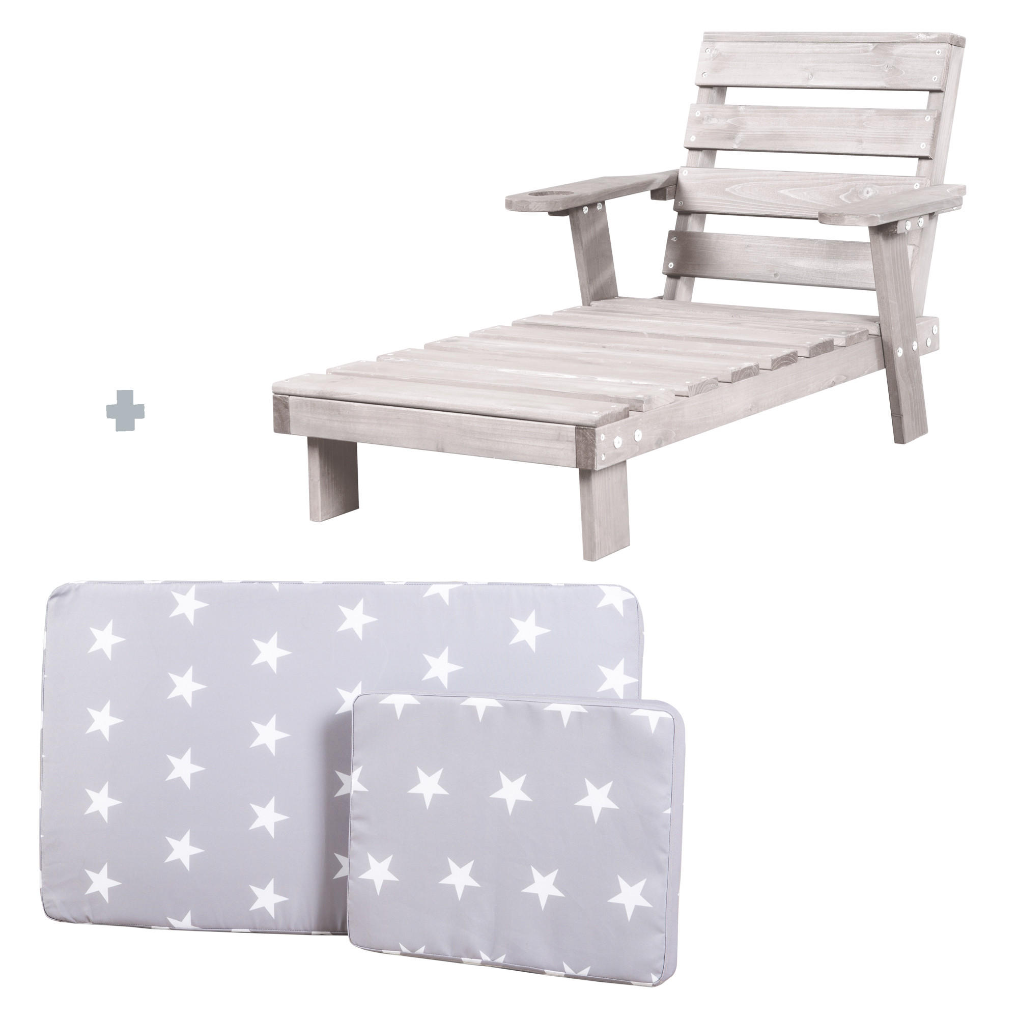 OUTDOORLIEGE Outdoorliege Little Stars - Hellgrau, Holz (55/54/85cm) - Roba
