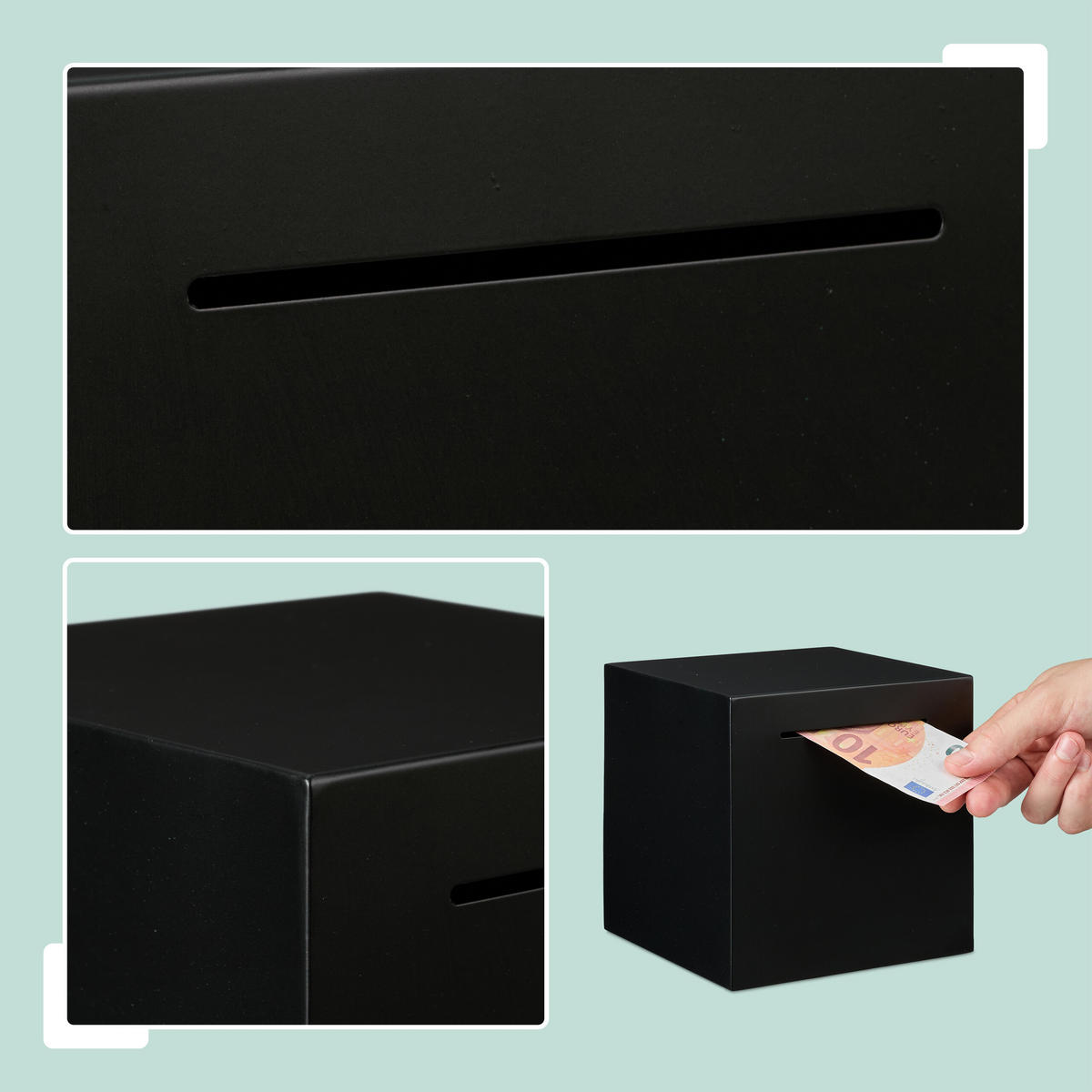 KASIČKA - čierna, kov (15/15/15cm) - Relaxdays