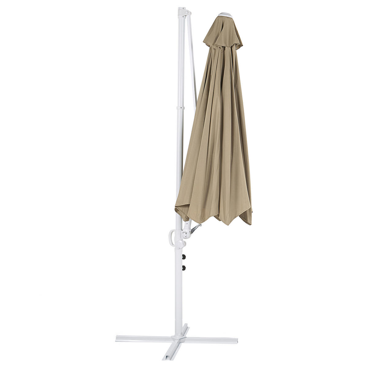 AMPELSCHIRM taupe/weiß 295 cm Savona II - Beige/Weiß, Textil (295/295cm) - Beliani