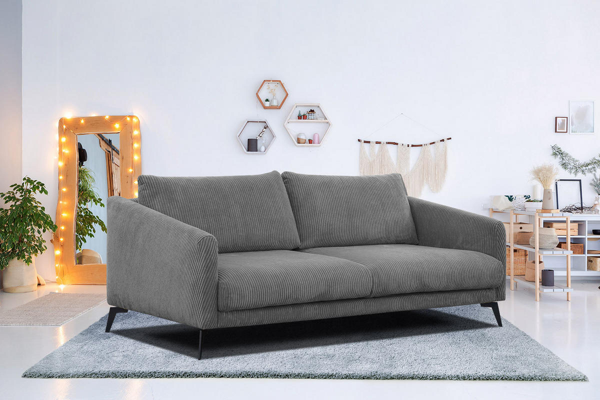SOFA VILT 3-Sitzer, dunkelgrau - Dunkelgrau/Schwarz, Holzwerkstoff/Kunststoff (202/89/94cm) - Courtois Laville