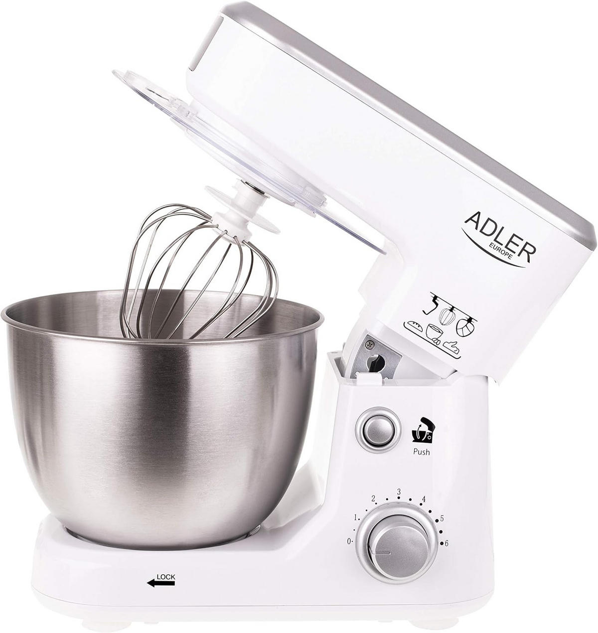 KÜCHENMASCHINE AD4216 Profi Weiß mit 4L Schüssel - Weiß, Kunststoff/Metall (25/35/33cm) - Adler