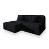 ECKSOFA FIORO Schwarz Kordstoff mit Schlaffunktion - Schwarz, Holz (204/148cm) - MASSENO