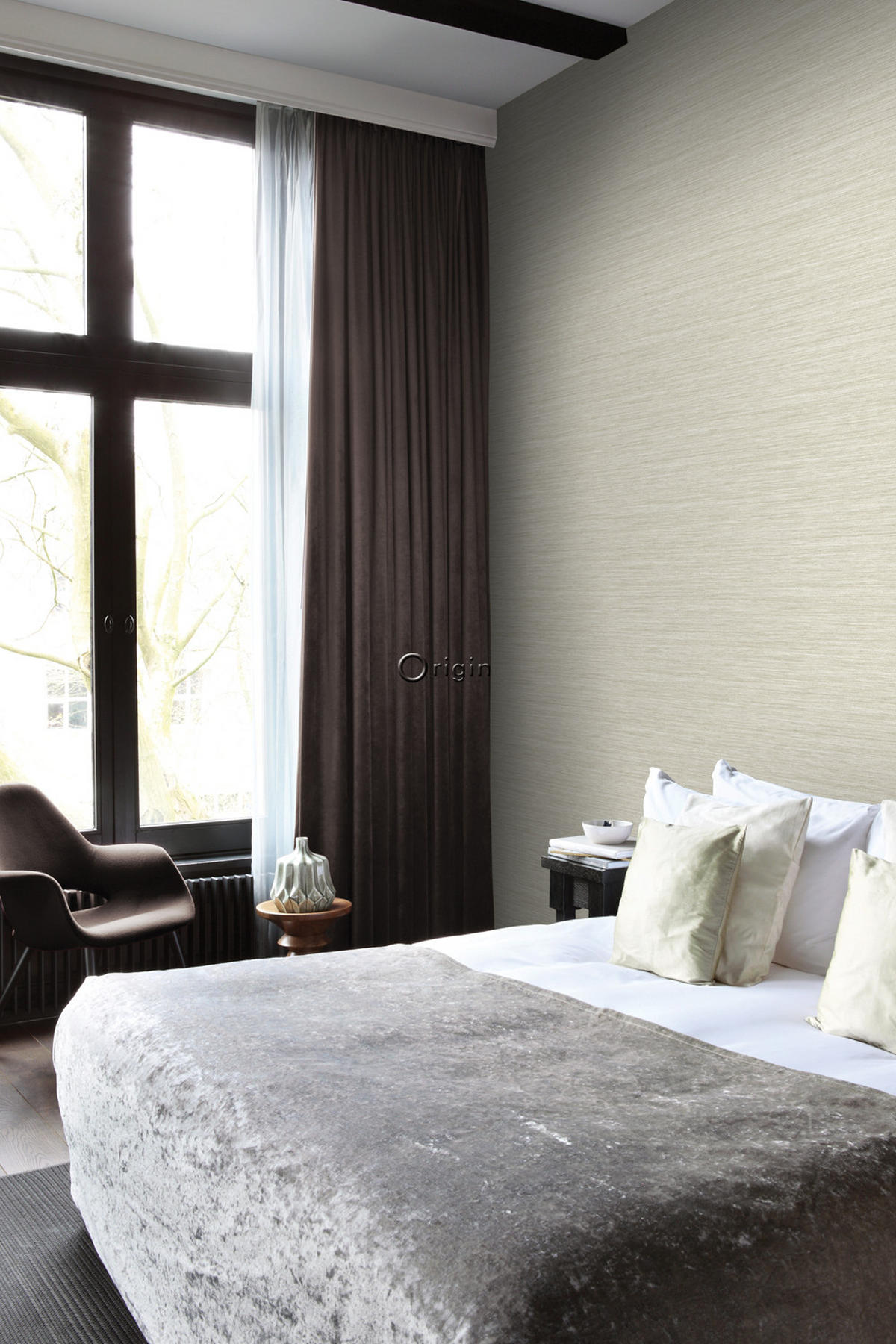 TAPETE Gewebeoptik 53 cm x 10.05 m - Beige, Papier (53/1000cm) - Origin Wallcoverings