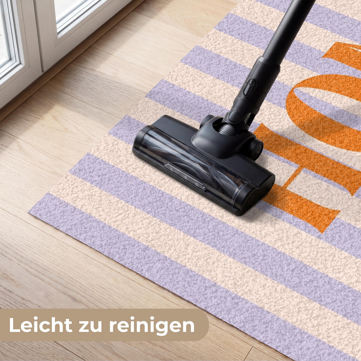 FUSSMATTE Lila – Orange – Streifen – Startseite 120x80 cm - Flieder, Kunststoff (120/0.4cm) - MuchoWow