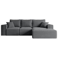 ECKSOFA mit Schlaffunktion und Bettkasten SERRA-L-S - 266x161x87 cm Duneklgrau Cord - Dunkelgrau/Schwarz, Holzwerkstoff/Kunststoff (266/161cm) - ALTDECOR