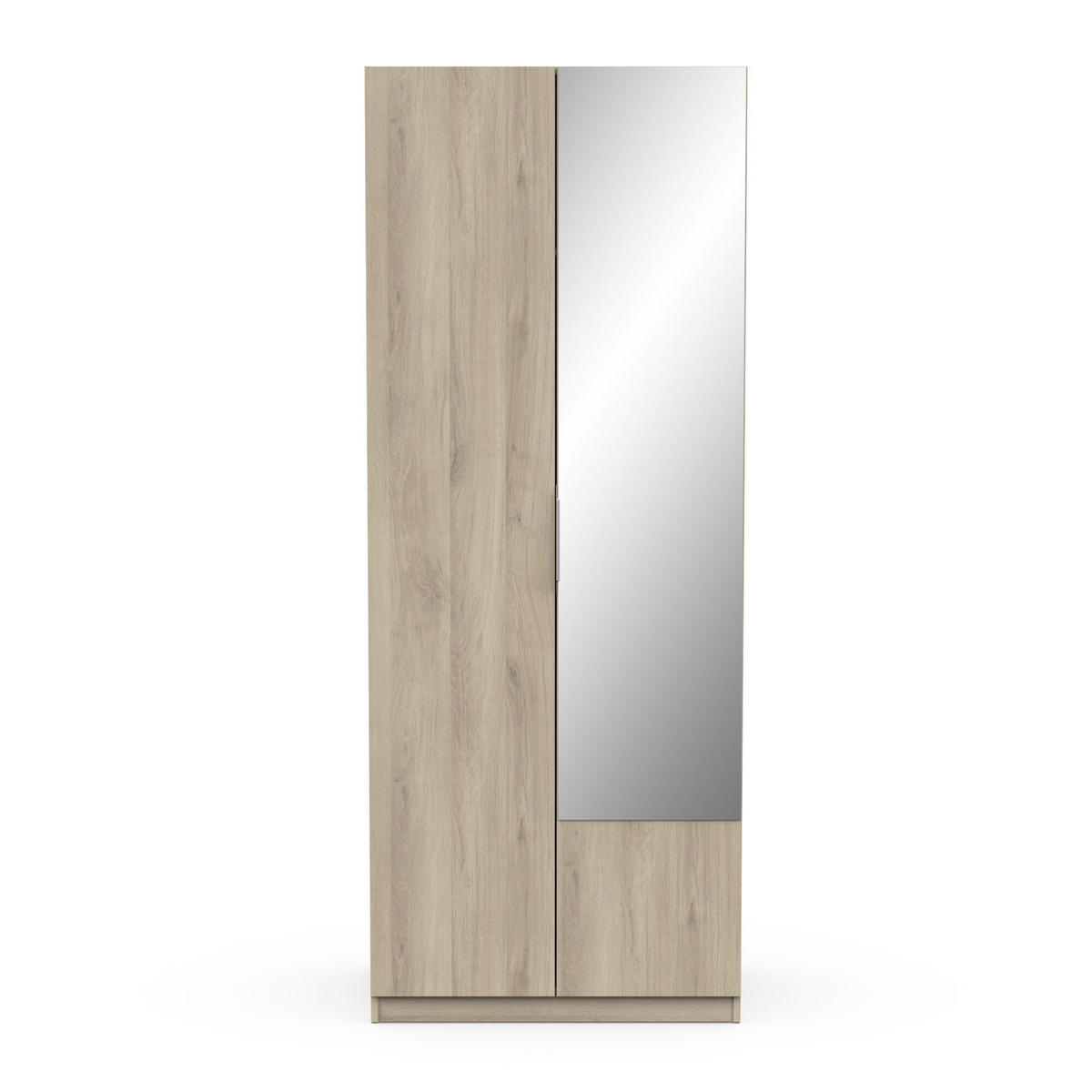 KLEIDERSCHRANK, 2 Türen mit Spiegel - GHOST - Eiche - 79,4 x 51,1 x 203 cm - Beige, Holz (51.1/203/79.4cm) - Demeyere