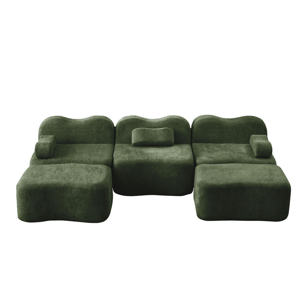 WOHNLANDSCHAFT DE-34348 3-Sitzer mit 2 Ottomans Grün - Grün, Textil (167/70/288cm) - ComfortXL