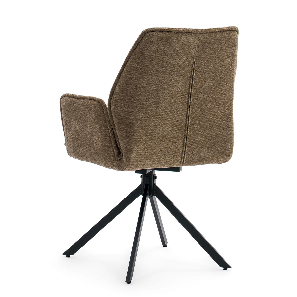 STUHL MERANO drehbar gepolsterter mit Steppung - braun - Chenille - Schwarz/Braun, Textil/Metall (58/90/61cm) - NEW HOME