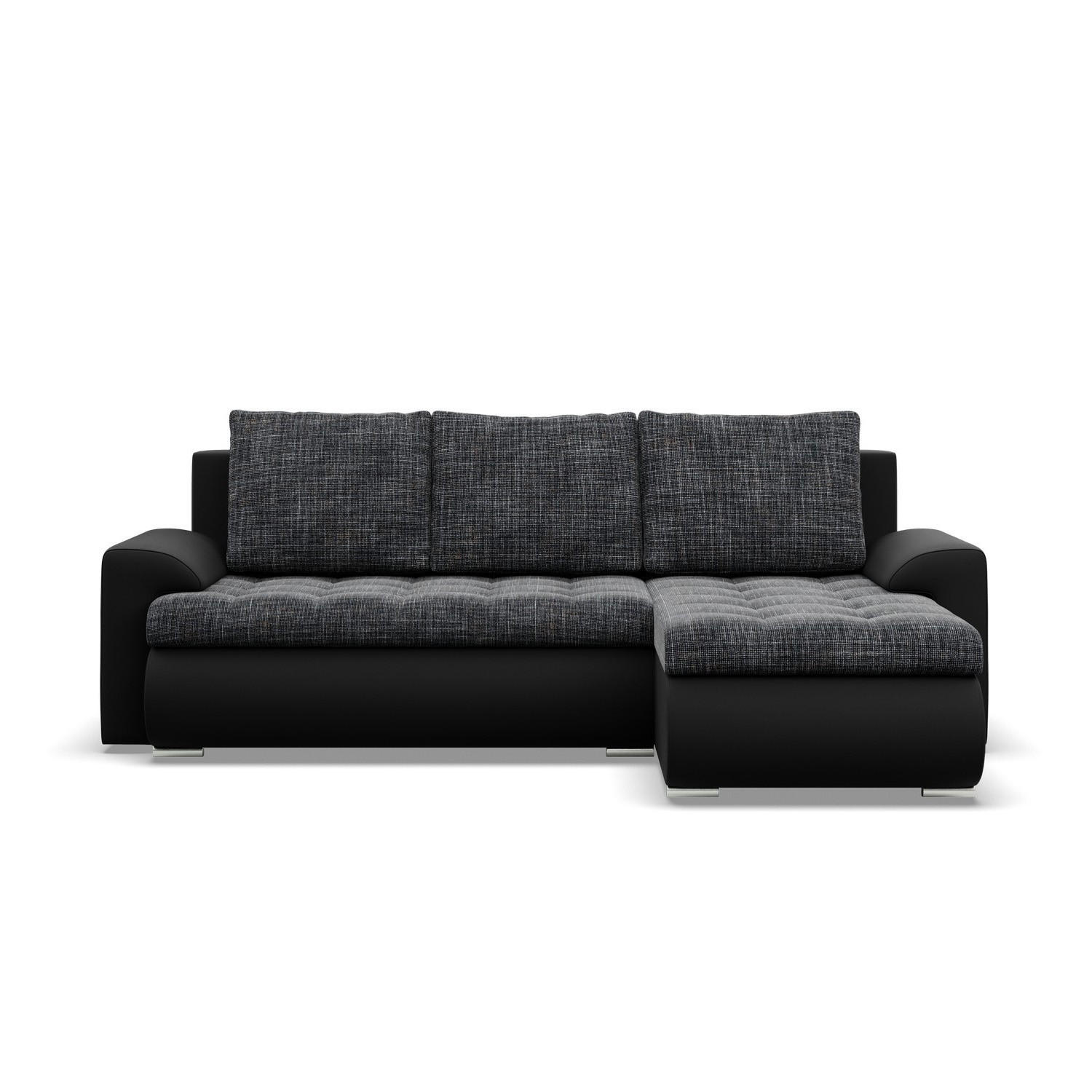 ECKSOFA RECHTS MIT SCHLAFFUNKTION FORESTA, Schwarz + Schwarz - Schwarz, Textil (230/159cm) - Mebligo