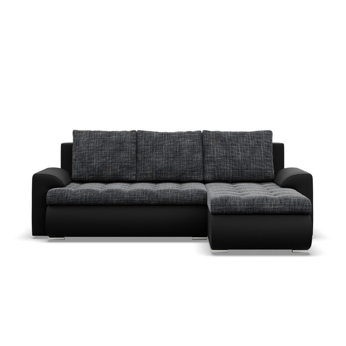 ECKSOFA RECHTS MIT SCHLAFFUNKTION FORESTA, Schwarz + Schwarz - Schwarz, Textil (230/159cm) - Mebligo