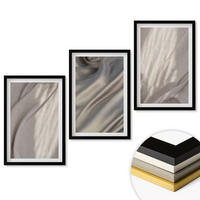 WANDBILDER 3er-Set - 40x60 cm Schwarzer Rahmen - Nahaufnahme von natürlichen Boho-Stoffen - Schwarz, Kunststoff (40/60cm) - ArtPrintCave
