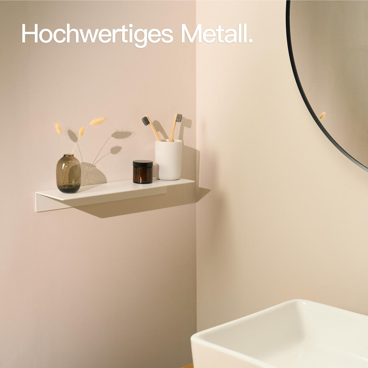 WANDREGAL OHNE BOHREN 42 cm Weiß - Weiß, Metall (42/5/11cm)