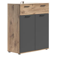 SCHUHKOMMODE MASON (B/H/T: ca. 90/104/37 cm) in Nox Oak Nachbildung/Basalt grau - Eichefarben, Holzwerkstoff (90/104/37cm)