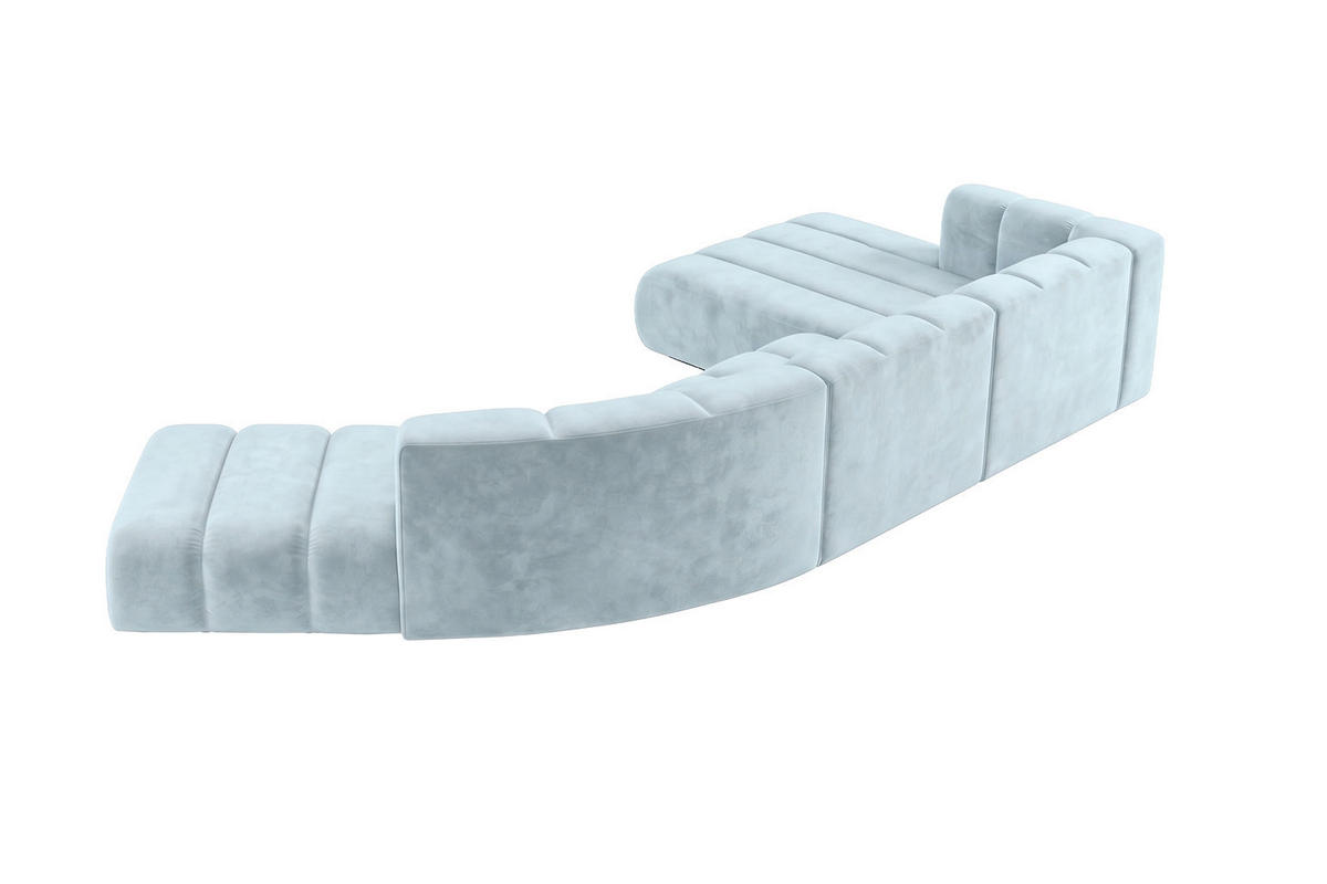 ECKSOFA Modulares In L-Form, Velvet-Stoff Riviera, Babyblau, Rechts, GRAND Round - Hellblau, Holz (445/179cm) - Kaiser Möbel