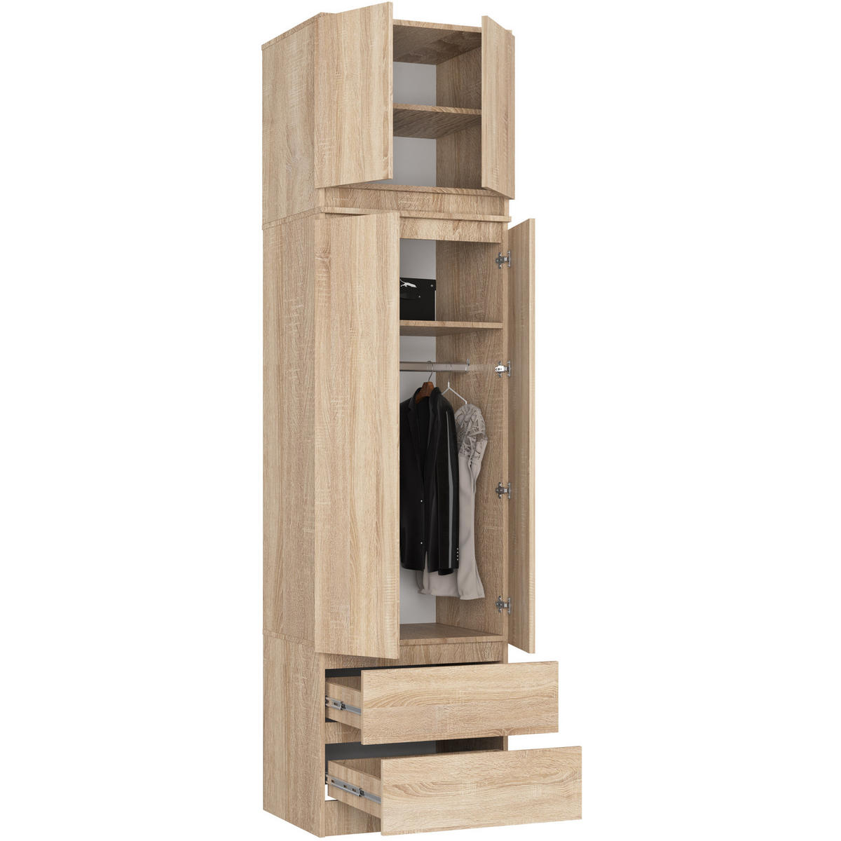 KLEIDERSCHRANK Sonoma Eiche 60x51x234 cm - Sonoma Eiche, Holzwerkstoff (60/234/51cm) - Akord