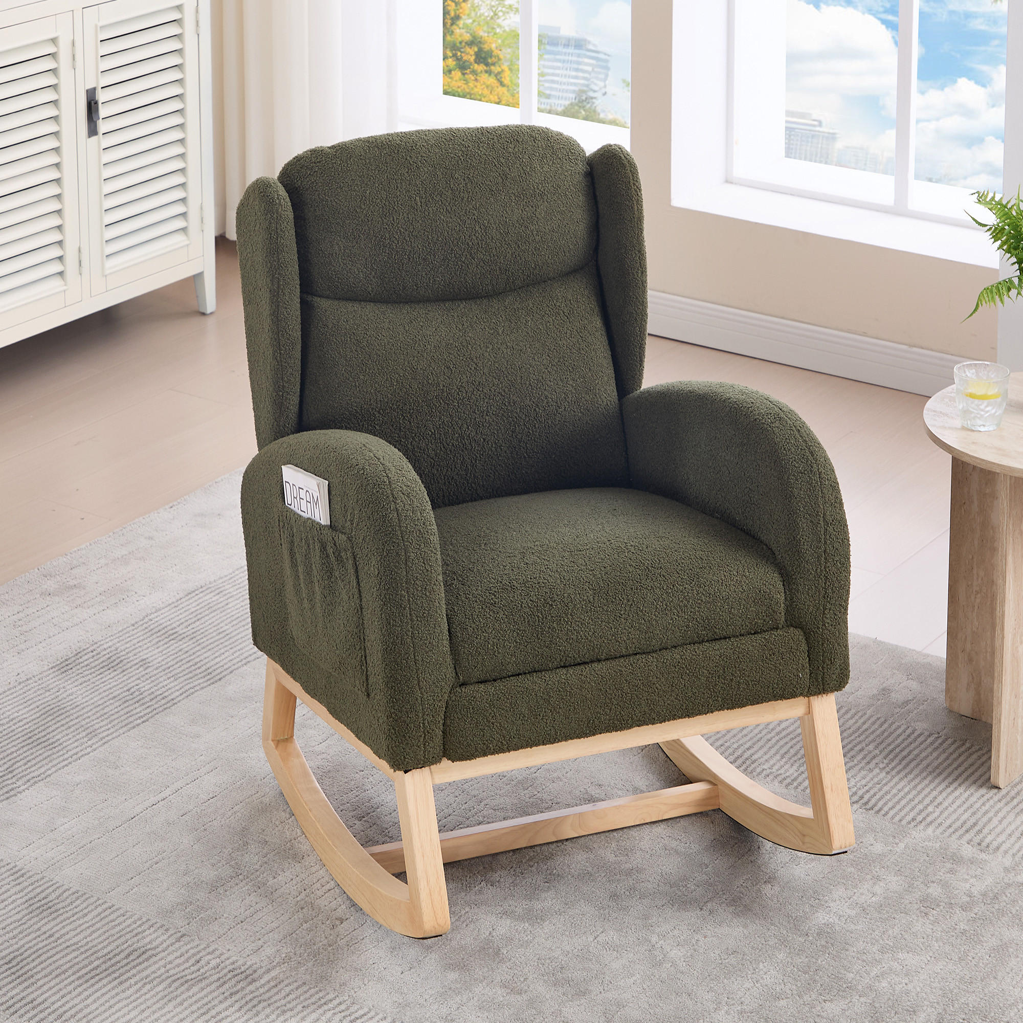 Thumbnail - Redom Schaukelstuhl, Grün, Textil, 70x104x122.5 cm, Wohnzimmer, Sessel, Schaukelstühle