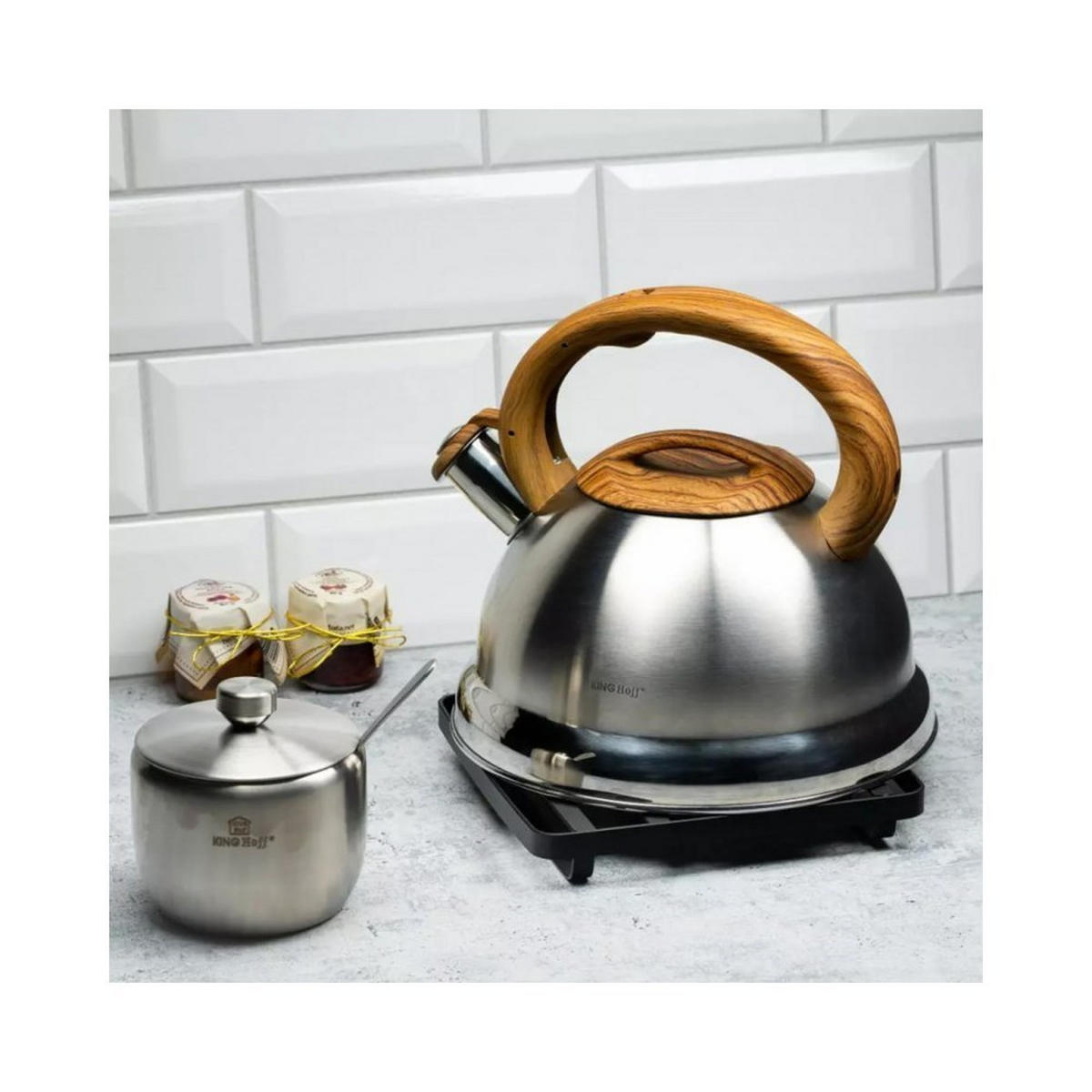 WASSERKESSEL Silber 25/23/21 cm KH3336 - Silberfarben, Metall (25cm) - Kinghoff 
