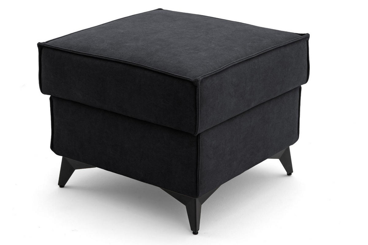 POUF PURE 55 x 55 cm Velours Graphit - Graphitfarben/Schwarz, Holz/Textil (55/45/55cm) - Muffo