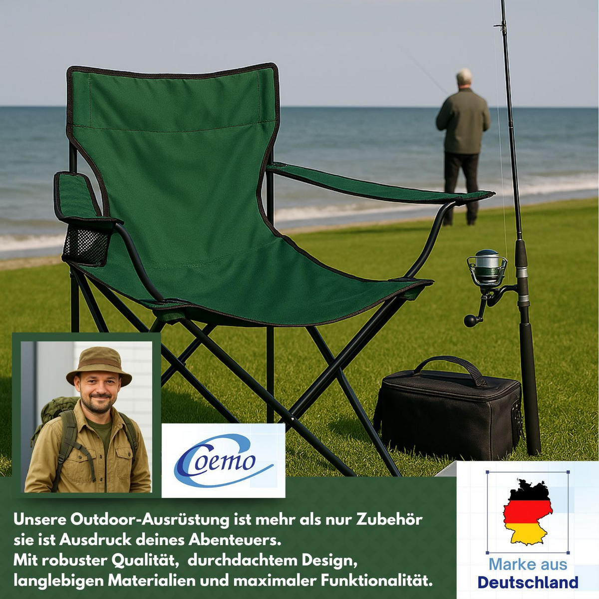 CAMPINGSTUHL FALTBAR in Grün - Grün, Metall (50/80/50cm) - Coemo