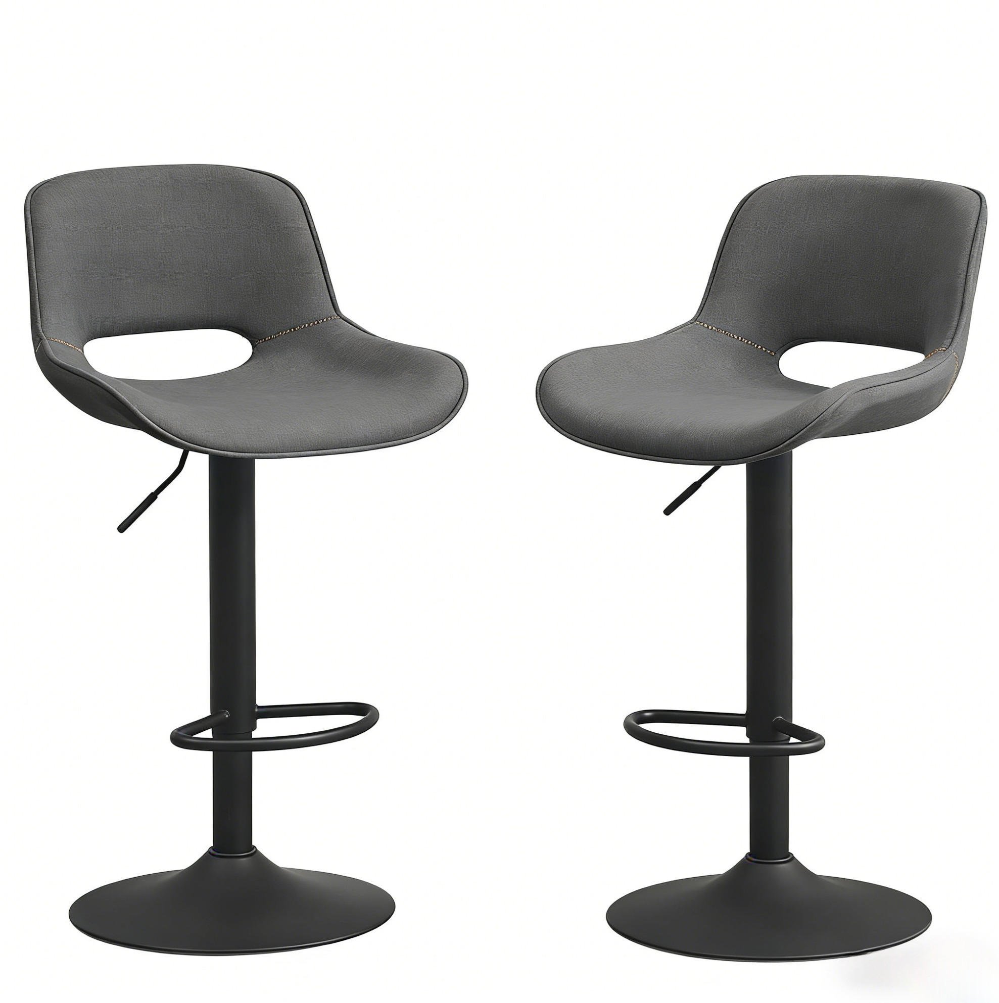 BARHOCKER 2er-Set, höhenverstellbar und 360° drehbar, Grau - Grau, Metall (49/106/49cm) - MIVRAY