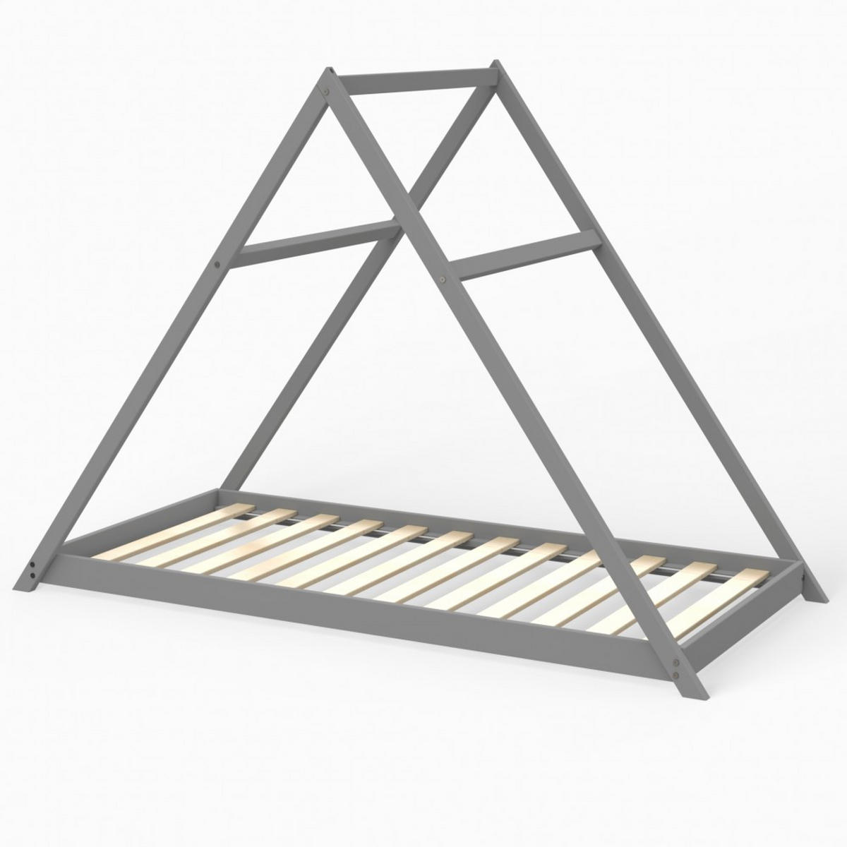 HAUSBETT APACHE mit Lattenrost / Kinderbett 90x190 - Grau - Grau, Holz (90/190cm) - Weber Industries
