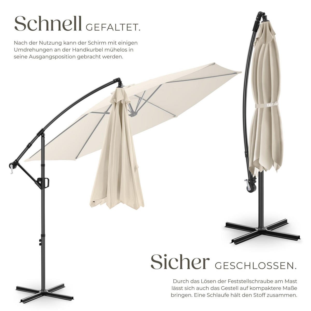 AMPELSCHIRM Artemis, inkl. Schutzhülle, beige - Beige, Metall (300/300cm) - tectake