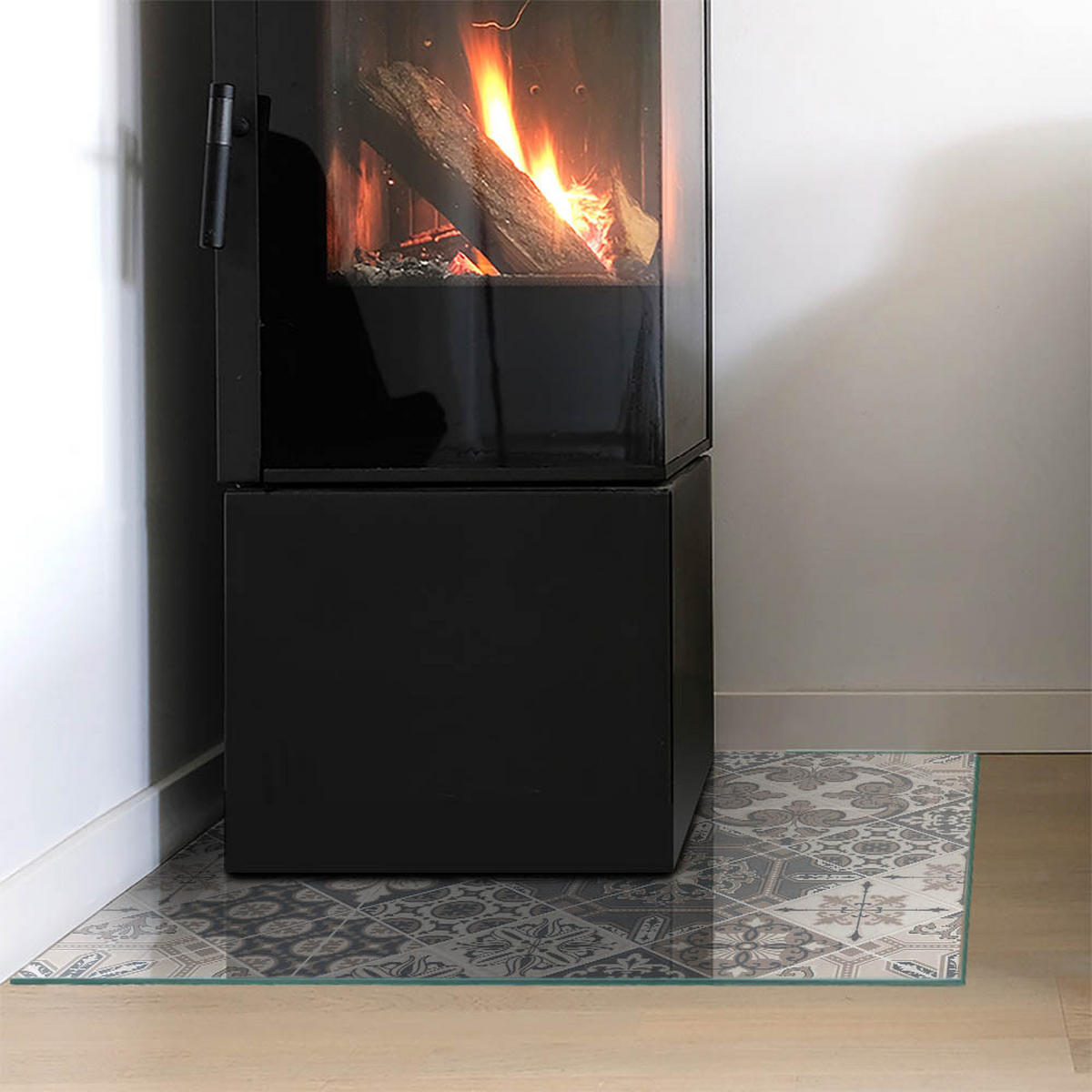 GLASPLATTE für Kamin 60x60 cm Grau - Grau, Glas (60/60/0.4cm) - ArtPrintCave