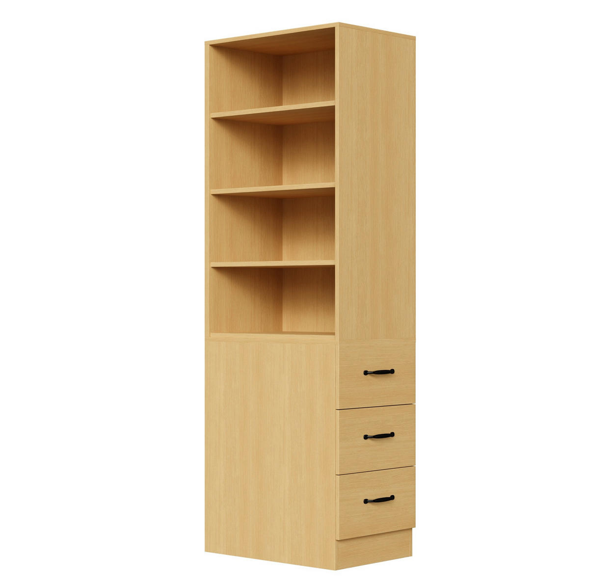 HIGHBOARD 60/38/180 cm in Eiche mit 3 Seitenschubladen und verstellbaren Böden - Eichefarben, Holzwerkstoff (60/180/38cm) - Flora Grace