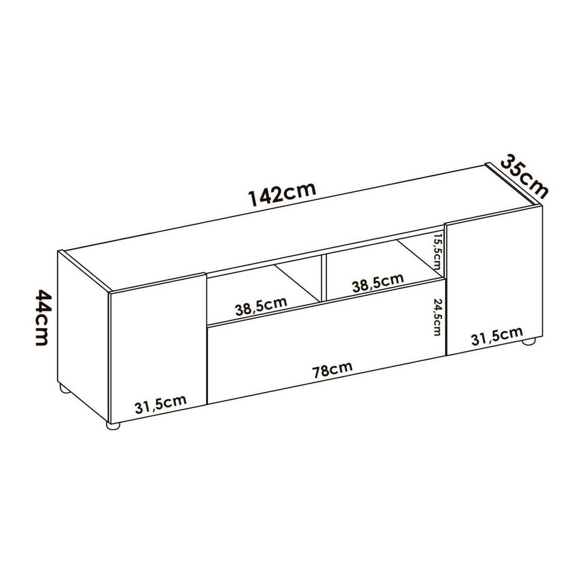 FERNSEHSCHRANK Weiß, Knoteneiche 34.7/141.7/43.8 cm - Weiß, Holzwerkstoff (141.7/43.8/34.7cm) - DMORA