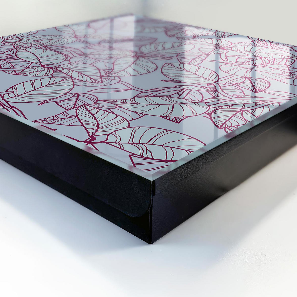 SCHLÜSSELBOX Schwarz 30x30 cm- Türöffnung nach rechts - Burgunderblätter - Grau, Metall (30/30/5cm) - TULUP