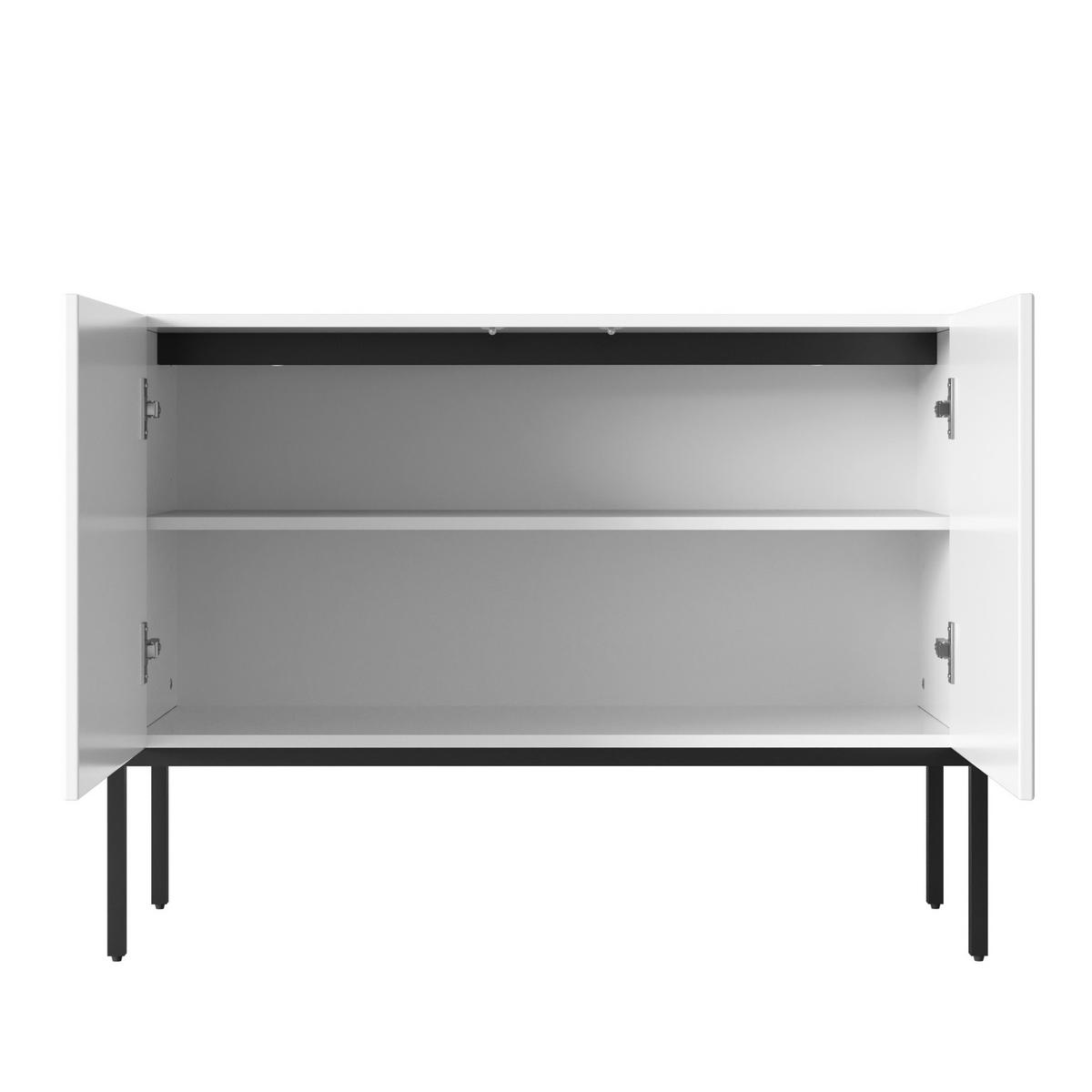 SIDEBOARD Weiß 2 Türen Metallbeine Bogen Design 100cm Modern - Weiß, Holzwerkstoff (100/75/40cm) - FLIEKS