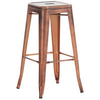 BARHOCKER Metall Kupfer - Eukalyptusholzfarben/Kupferfarben, Metall (43/76/43cm) - CLP