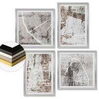 WANDBILDER 4er Set - 50x50 cm & 40x60 cm Silberner Rahmen - Abstrakte Muster, weiß, braun - Silberfarben, Kunststoff (50/50cm) - ArtPrintCave