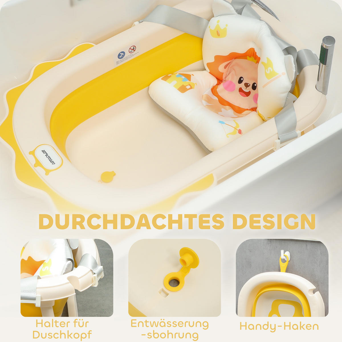 BABYWANNE, Kunststoff, Polyester, Gelb - Gelb, Kunststoff (55/80.5cm) - AIYAPLAY