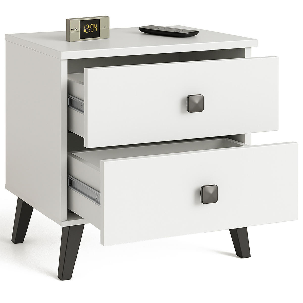 NACHTTISCH Weiß, Schwarz 43/40/37 - Schwarz/Weiß, Holzwerkstoff (40/43/37cm) - RAUMHIRSCH FURNITURE