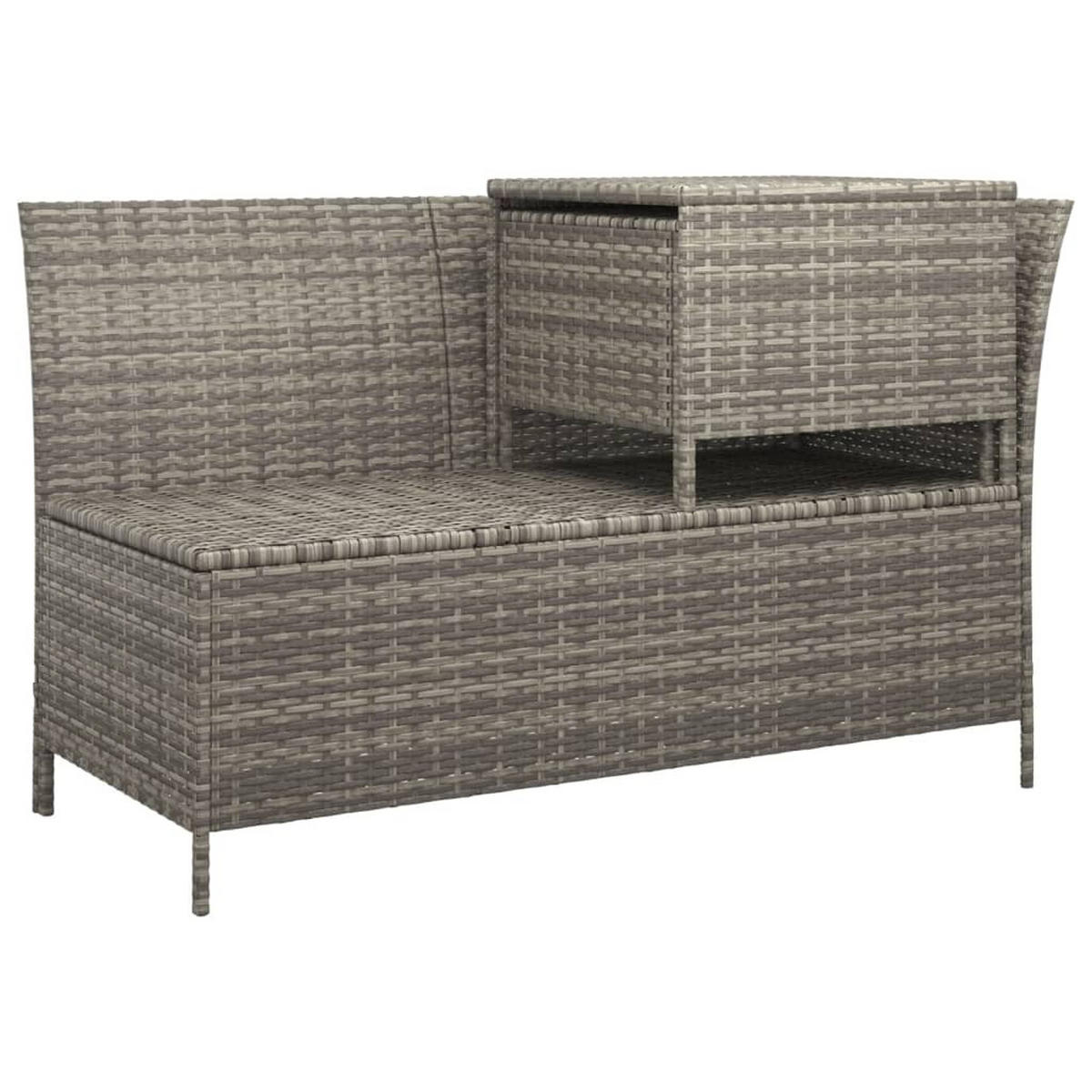 LOUNGEGARNITUR mit Kissen-Stauraum und Couchtisch, aus Poly Rattan, Grau, 3-teiliges Set - Grau, Kunststoff - vidaXL
