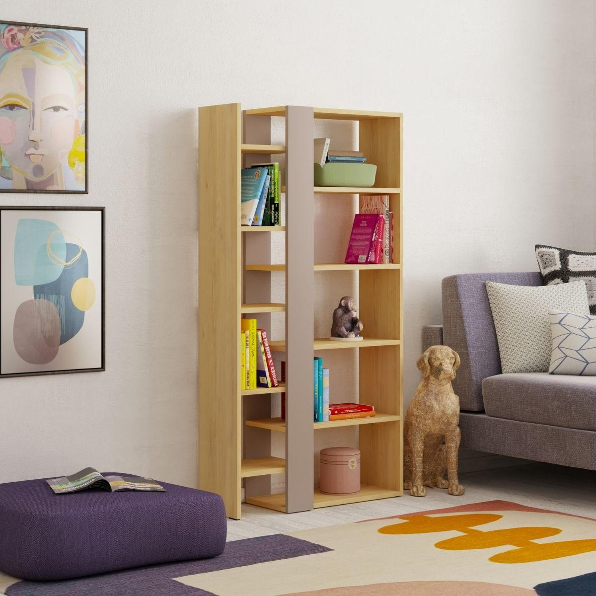 BÜCHERREGAL 5 Ebenen L80 x H152 cm - Axel - Eichefarben, Holzwerkstoff (29.5/152/80cm) - Calicosy