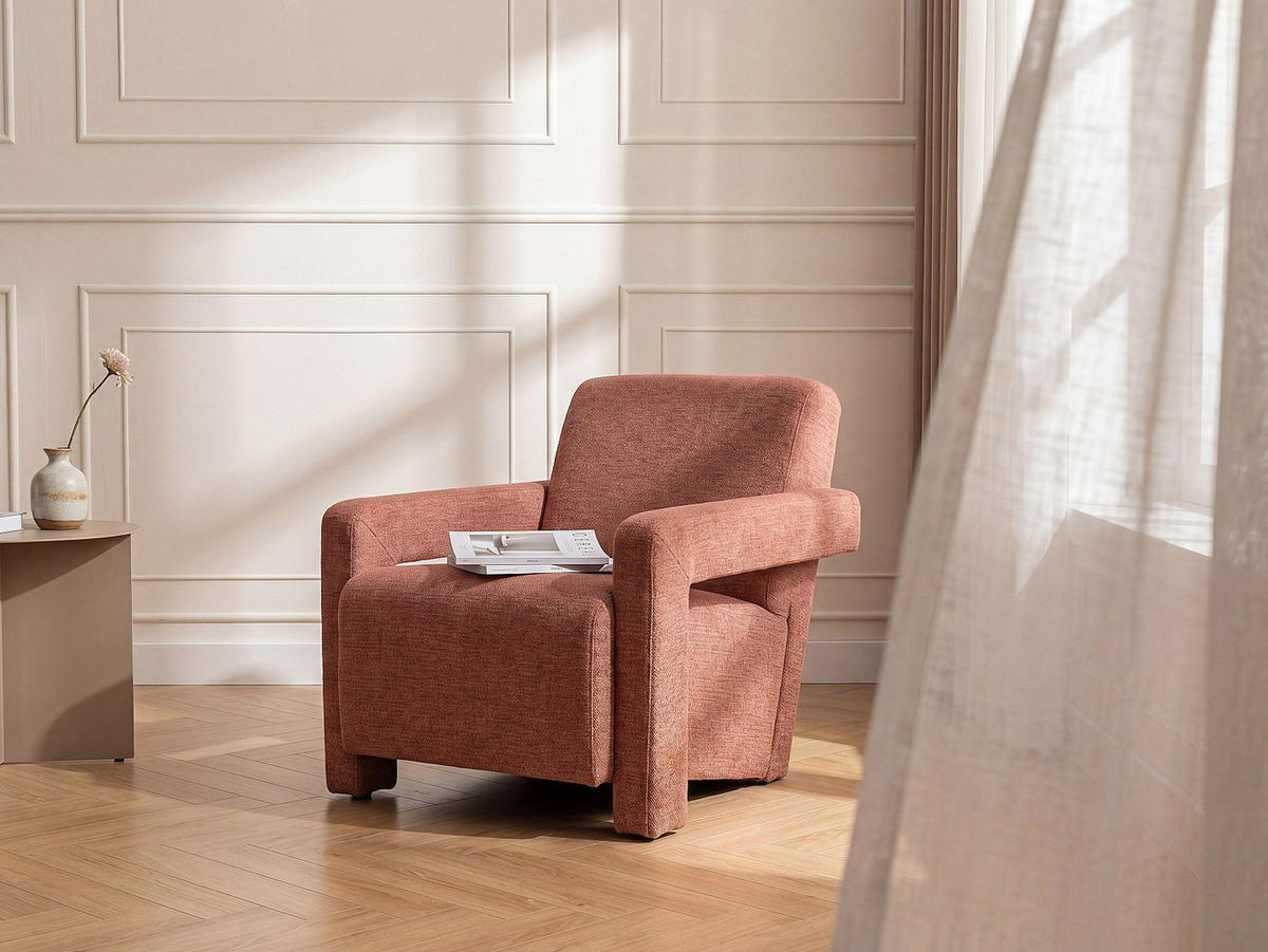 SESSEL mit gerader Rückenlehne - 1 Person - Stoff - Terracotta - - Terracotta, Textil (65/71/83cm) - Vente-Unique