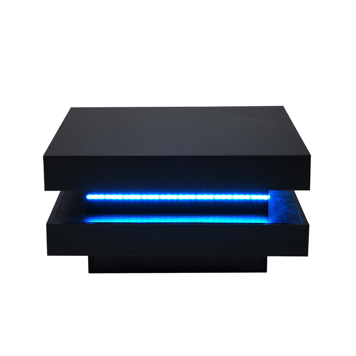 COUCHTISCH 70/70/36 cm Schwarz mit LED-Beleuchtung und Bluetooth-App-Steuerung - Schwarz, Holzwerkstoff (70/70/36cm) - OKWISH