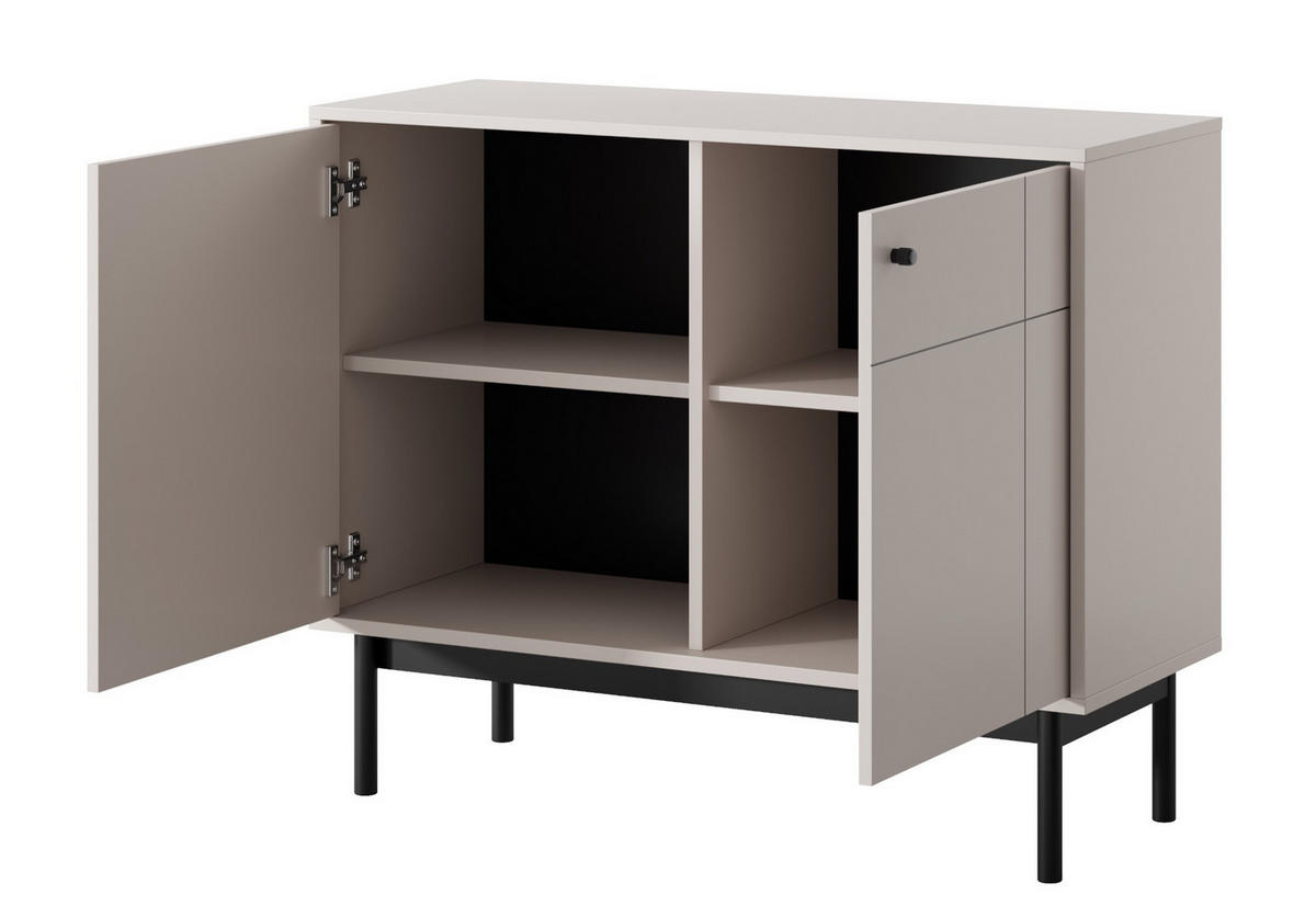 SIDEBOARD Japandies Greige 104 cm - Taupe/Schwarz, Holz/Holzwerkstoff (103.5/83.5/39cm) - Selsey
