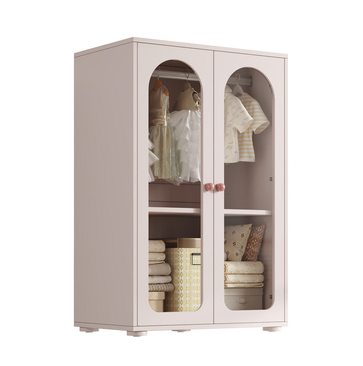 KLEIDERSCHRANK 80/50/120 cm babyrosa aus MDF und Acryl mit Kleiderstange - Pink, Holzwerkstoff (80/120/50cm) - OKWISH