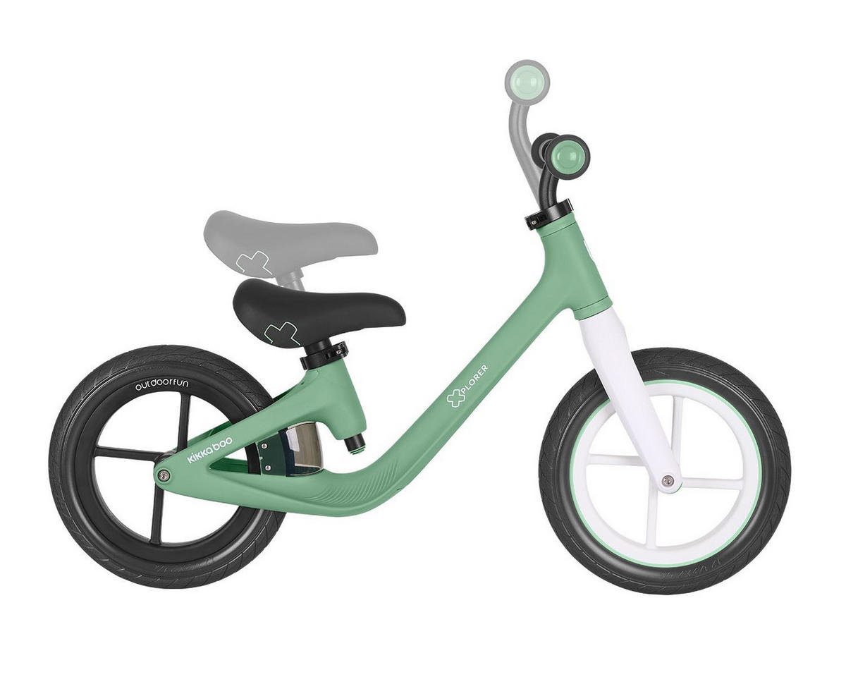 LAUFRAD Xplorer 12 Zoll grün höhenverstellbarer Lenker und Sitz, Griffe - Grün, Metall (87/35/55cm) - Kikka boo