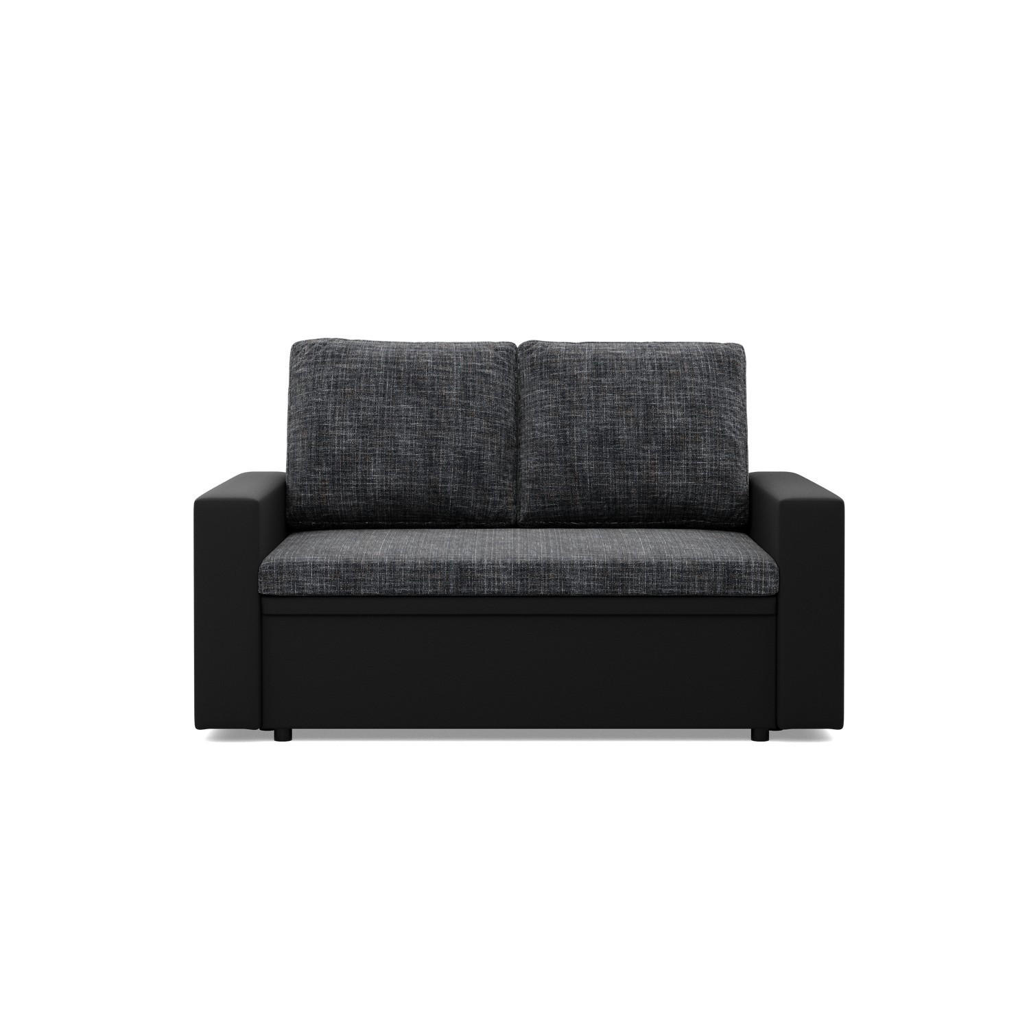 SOFA 2-SITZER MIT SCHLAFFUNKTION LUNA, Schwarz + Schwarz - Schwarz, Textil (148/90/87cm)