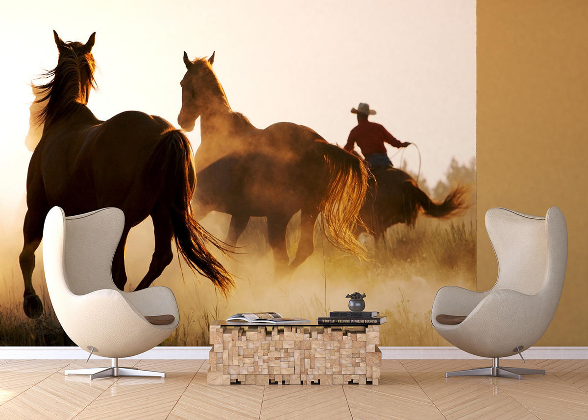 FOTOTAPETE Pferde 375 x 270 cm - Beige, Papier (375/270cm) - Sanders & Sanders