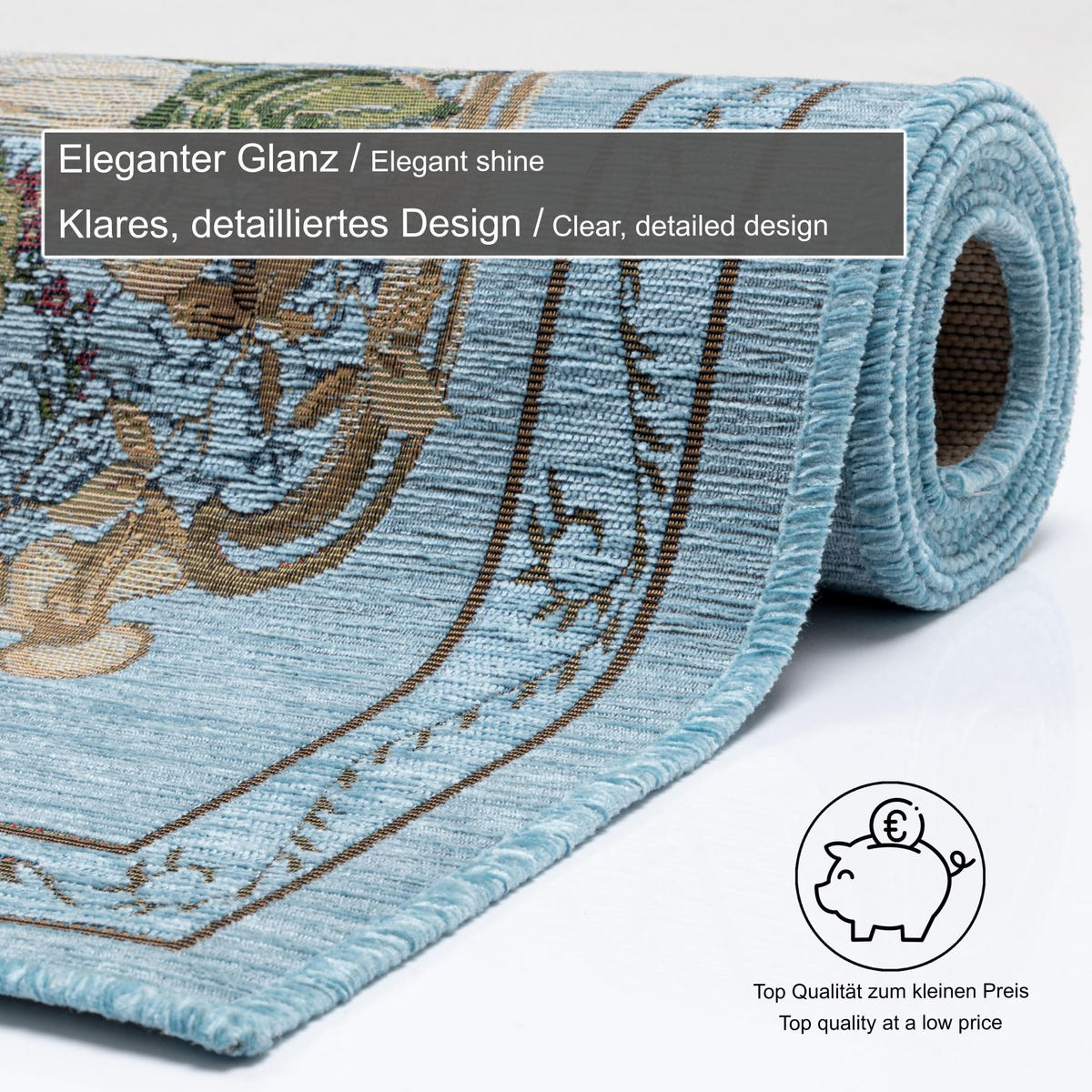 FLACHWEBTEPPICH Flomi Florence 120x180 cm - Türkis, Textil (120/180cm) - THEKO