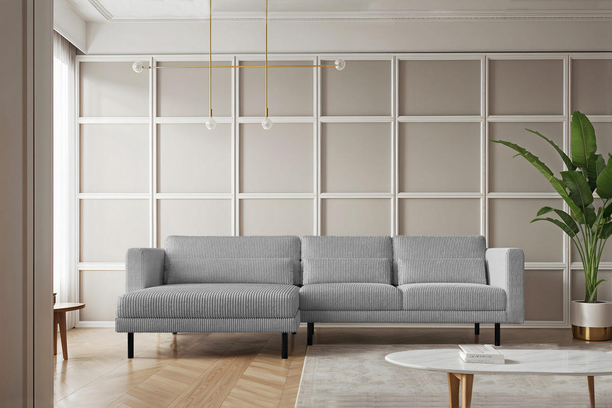 ECKSOFA L-form Dani Stoff Poso Silber Links - Silberfarben, Holz (281/174cm) - Kaiser Möbel