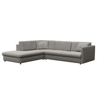 ECKSOFA mit Ottomane - Schwarz/Grau, Kunststoff/Textil (328/272cm) - home24