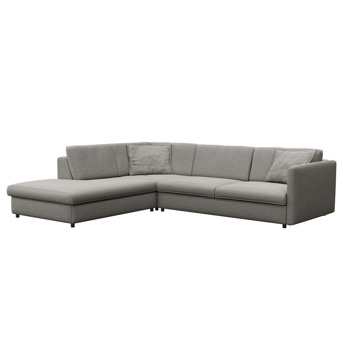 ECKSOFA mit Ottomane - Schwarz/Grau, Kunststoff/Textil (328/272cm) - home24
