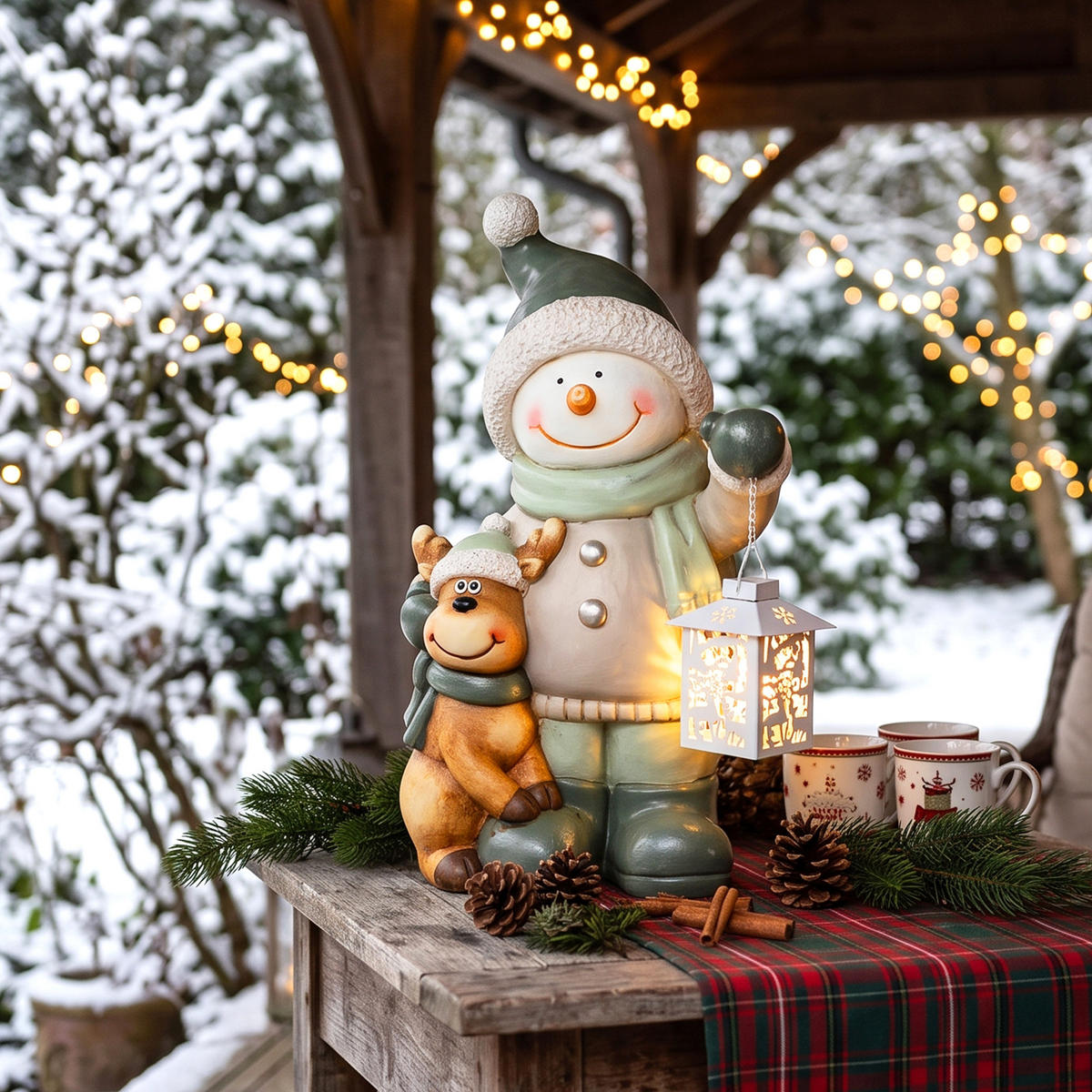 WEIHNACHTS-SCHNEEMANN Multicolor 27.0/18.0/43.0cm - Multicolor, Stein (18/43/27cm)